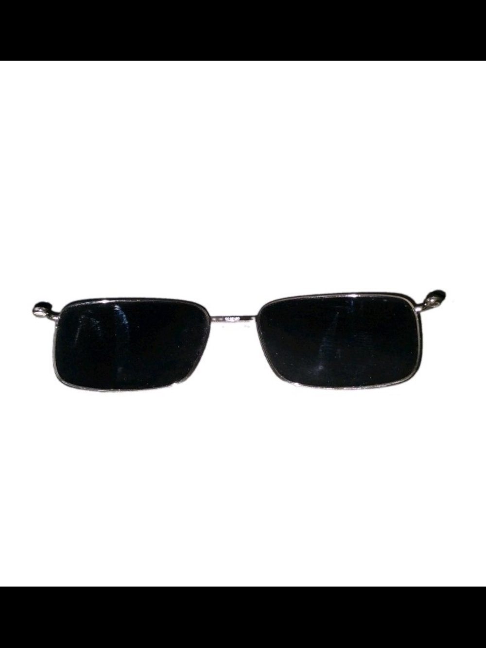 Amazon Men's Rectangular Silver Frame Sunglasses with Black Lenses